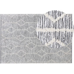 Beliani - Tapis Rectangulaire Gris et Beige en Laine et Coton pour Chambre ou Salon Scandinave 140 x 200 cm