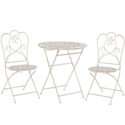 Ensemble de Jardin ou Terrasse Set 2 Chaises Pliantes et Petite Table Assortie en Métal Beige Design Classique et Romantique Beliani