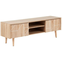 Meuble Tv au Style Moderne Marron Clair avec 2 Portes et 2 Rangements Ouverts avec Motifs Abstraits Beliani