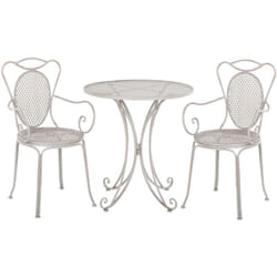 Set de Jardin ou Terrasse Type Bistro 2 Chaises et Petite Table Assortie en Métal Gris Design Classique et Romantique Beliani