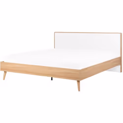 Lit deux places scandinave. Donnez à votre chambre une ambiance scandinave avec ce lit élégant. La tête de lit en MDF et le c ...