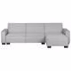 Canapé angle gauche 3 places convertible en tissu gris clair ROMEDAL