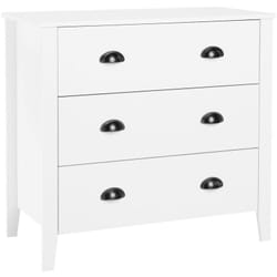 Commode de Type Chiffonnier Blanc Composé de 3 Tiroirs avec Poignées à Coques Métaliques Design Moderne 75 cm de Hauteur Beliani