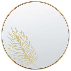 Miroir Mural de Forme Ronde au Design Minimaliste avec Cadre Fin en Métal Doré et Gravure Floral couleur Or pour Salon et Couloir Moderne Beliani