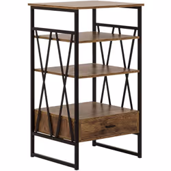 Étagère au look industriel de 4 étages avec un tiroir. Cette étagère vous proposera une quantité de stockage à la hauteur de  ...