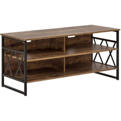 Beliani - Meuble tv au Style Industriel en Imitation Bois Clair et Métal Noir 56 cm de Hauteur