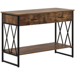 Table Console Effet Bois Foncé et Métal Noir avec 2 Tiroirs et une Etagère de Design Industriel pour Intérieur Moderne ou Minimaliste Beliani