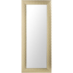 Miroir Mural au Design Moderne de Forme Rectangulaire 130 x 50 cm avec Cadre en Matière Synthétique Doré pour Salon Glamour Beliani