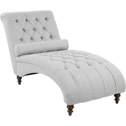 Beliani - Chaise Longue Méridienne en Tissu Gris Capitonnée pour Salon au Style Vintage Rétro