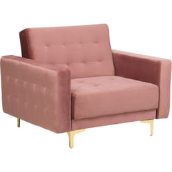 Fauteuil Dossier Réglable en Velours Rose Classique Accoudoirs Hauts Aberdeen