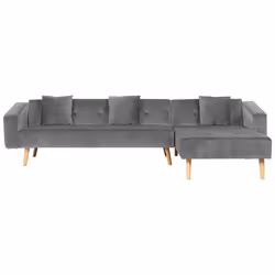 Canapé angle côté gauche convertible en velours gris 4 places VADSO