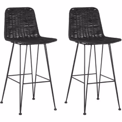 Lot de 2 chaises modernes de bar en rotin noir. Donnez un nouveau souffle à votre salon avec ce lot de 2 tabourets en rotin a ...