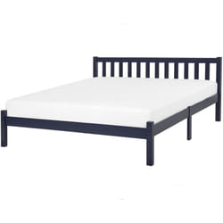 Lit Double en Bois Bleu Marine 160 x 200 cm Elégant de Style Traditionnel pour Chambre Moderne ou Scandinave Beliani