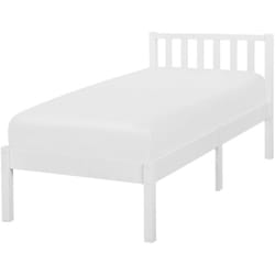 Lit Simple en Bois Blanc 90 x 200 cm Elégant de Style Traditionnel pour Chambre Moderne ou Scandinave Beliani