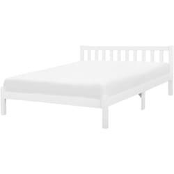 Beliani - Lit Double en Bois Blanc 180 x 200 cm Elégant de Style Traditionnel pour Chambre Moderne ou Scandinave