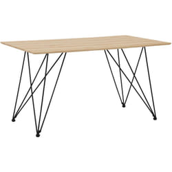 Beliani - Table à Manger 140 x 80 cm Plateau de Couleur Bois Clair en mdf et Pieds Noirs en Métal de Style Rétro pour Intérieur Minimaliste ou Vintage