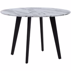 Table de repas ronde avec plateau imitation marbre blanc. Cette magnifique table de repas au design simple et élégant peut au ...