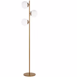 Description générale Lampe sur pied dorée au style moderne et élégant, mesurant 153 cm. Ce lampadaire se distingue par sa for ...