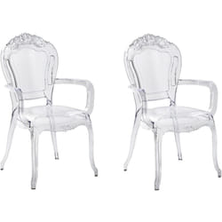 Set 2 Chaises Transparentes en Plastique avec Accoudoirs Design Rétro et Glamour Tendance pour Salle à Manger Traditionnelle ou Vintage Beliani