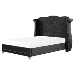 Lit double en velours noir 160 x 200 cm AYETTE
