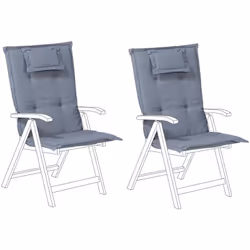 2 coussins d'assise en tissu anti-UV bleu pour chaises de jardin. Un lot pratique de 2 coussins d'assise extrêmement conforta ...