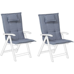 Beliani - Lot de 2 Coussins d'Assise en Tissu Bleu et Mousse pour Extérieur à Fixation Java/Amantea
