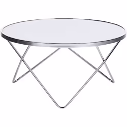 Table basse avec plateau en verre blanc et pieds en métal. Cette table basse apportera un design art déco et une touche de mo ...