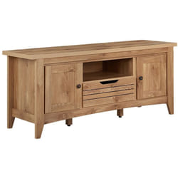 Meuble tv au Style Rétro Traditionnel en Couleur Bois Authentique composé d'un Tiroirs et de 2 Portes ainsi qu'un Espace de Rangement Ouvert Beliani