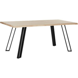 Table de Salle à Manger 160 x 90 cm Plateau Effet Bois Clair Naturel et Pieds en Métal Noir Design Industriel pour Intérieur Moderne Beliani
