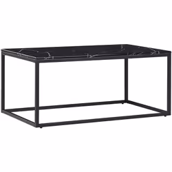 Table basse noire avec plateau effet marbre moderne. Avec son design élégant et moderne, cette table basse rectangulaire appo ...