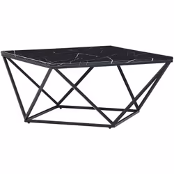 Table basse noire avec plateau effet marbre noir. Cette table basse au design moderne est un accessoire apportera une touche  ...