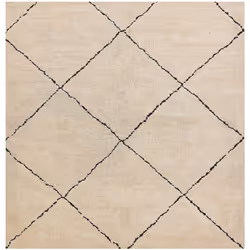 Tapis épais moderne en tissu Beige et noir de forme carrée. Extrêmement doux et apportant de la chaleur, ce tapis ne manquera ...