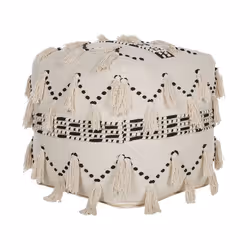 Pouf en coton beige et noir 50 x 50 cm THONDI