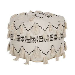 Pouf en coton beige et noir 50 x 50 cm THONDI