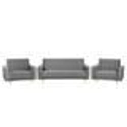 Ensemble canapé et fauteuils en velours gris 5 places ABERDEEN