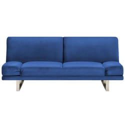 Canapé convertible 2 places en velours bleu marine YORK