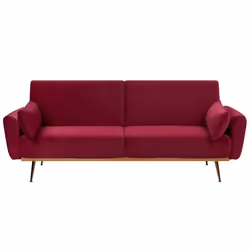 Canapé convertible 3 places en velours rouge bordeaux EINA