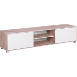 Meuble TV moderne blanc et bois clair. Rafraîchissez votre espace de vie avec ce meuble TV moderne. Avec son design épuré et ...