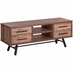 Meuble TV moderne en bois foncé avec 4 tiroirs. Organisez-vous et gardez votre espace de vie rangé avec ce meuble TV spacieux ...