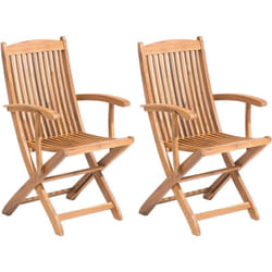 Lot de 2 Chaises de Jardin - Pliantes, en Bois d'Acacia Naturel