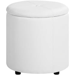 Beliani - Pouf Coffre de Rangement Glamour 38 x 40 cm en Cuir pu Blanc Maryland
