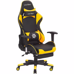 Chaise de bureau de jeu noire et jaune. Ce siège de qualité supérieure deviendra votre compagnon de jeu idéal lors de vos lon ...