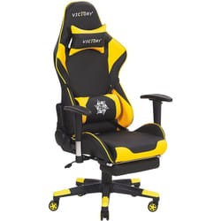 Chaise de Bureau Fauteuil Design Gamer Revêtement en Cuir pu Noir et Jaune Réglable en Hauteur avec Dossier Inclinable Moderne Tendance Beliani