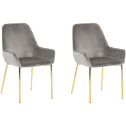 Beliani - Lot de 2 Chaises de Salle à Manger en Velours et Métal Gris Loverna
