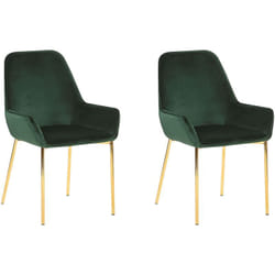 Lot de 2 Chaises de Salle à Manger en Velours et Métal Vert Loverna ii