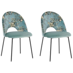 Lot de 2 chaises de salle à manger en velours motif floral COVELO
