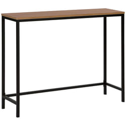 Table Console Moderne en Imitation Bois Foncé et Structure en Métal Noir Tulia