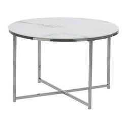 Table basse QUINCY Effet marbre Argenté