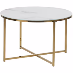 Table basse moderne avec plateau imitation marbre blanc. Avec cette table basse brillante, chaque configuration de salon devi ...