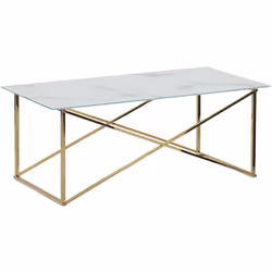 Description générale Table basse moderne avec plateau imitation marbre blanc. Son design élégant et sa finition luxueuse en f ...